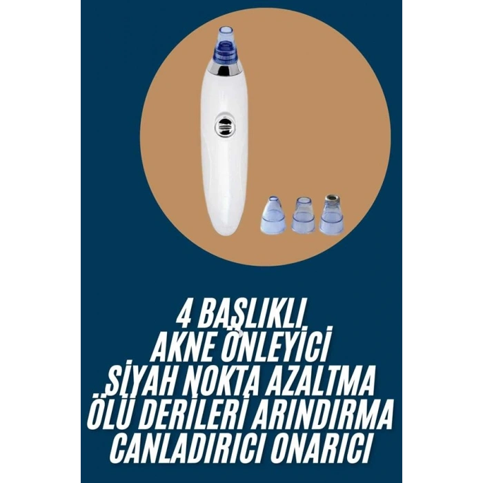 VipMarketim Yeni Nesil Vakumlu Pilli Siyah Nokta ve Yüz Temizleme Cihazı 4 Başlıklı