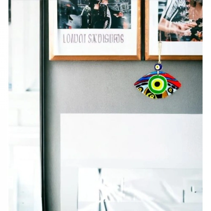 VipMarketim Yeşil Göz Modelli Füzyon Cam Duvar Dekorasyonu