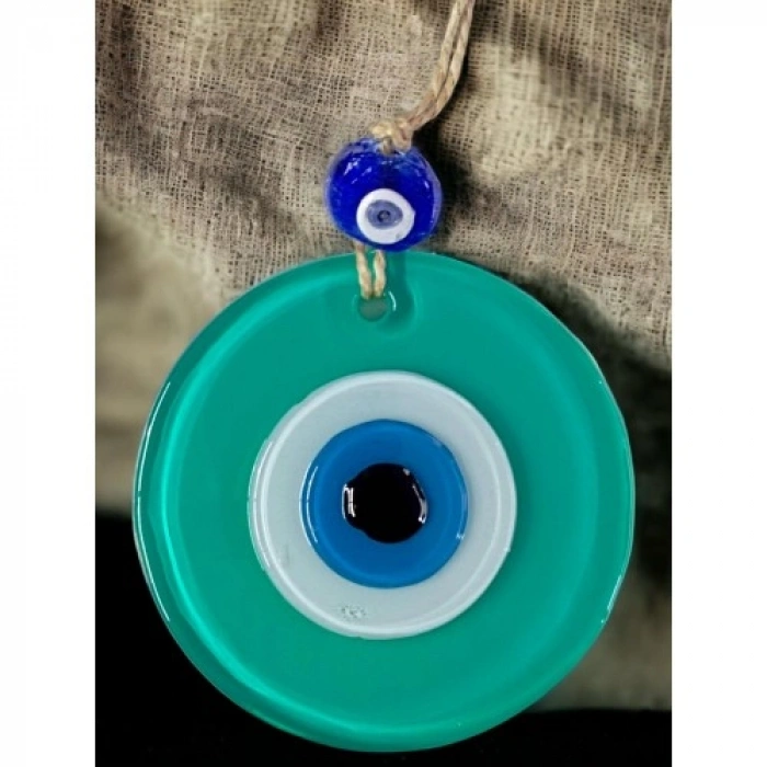 VipMarketim Yeşil Nazar Boncuklu Duvar Süsü 10 Cm Cam Duvar Dekoru