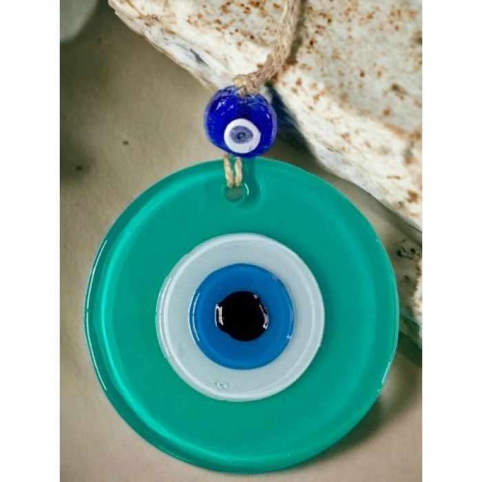 VipMarketim Yeşil Nazar Boncuklu Duvar Süsü 10 Cm Cam Duvar Dekoru