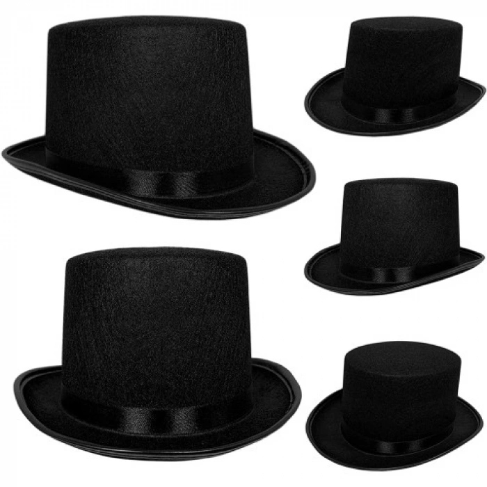 VipMarketim Yetişkin Boy Siyah Renk Keçe Sihirbaz Fötr Şapka