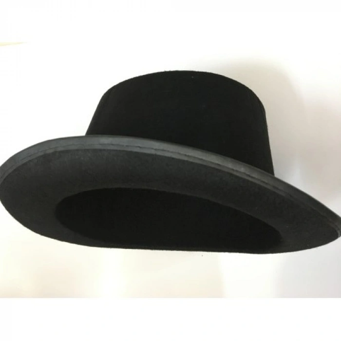 VipMarketim Yetişkinler İçin Siyah Renk Ringmaster Sihirbaz Şapkası Fötr Şapka 15 cm