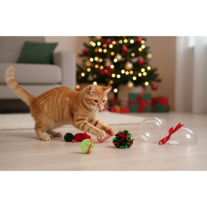 VipMarketim Yılbaşı Konseptli 8 Parça Küre İçinde Oyuncak Seti