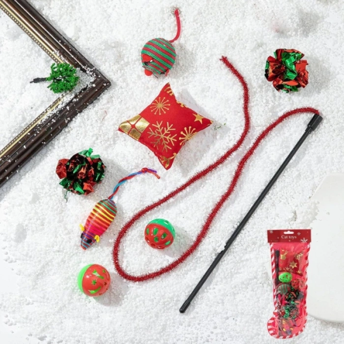 VipMarketim Yılbaşı Konseptli Kedi Oyuncak Seti