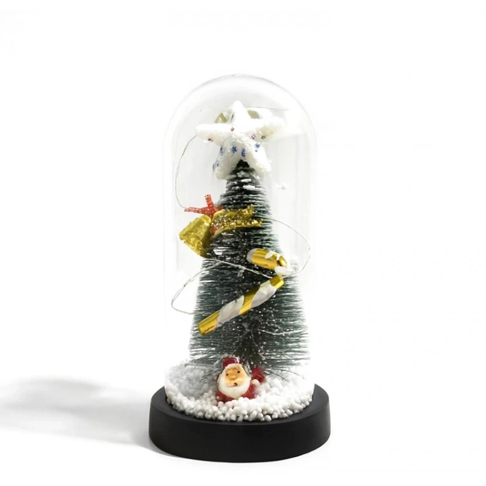 VipMarketim Yılbaşı Temalı Işıklı Dekoratif Cam Fanus - Model 1