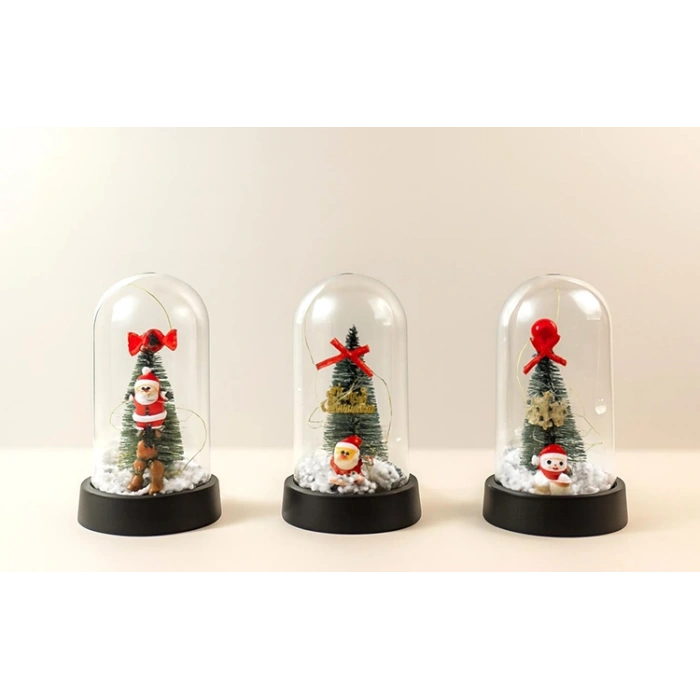 VipMarketim Yılbaşı Temalı Işıklı Dekoratif Cam Fanus - Model 2