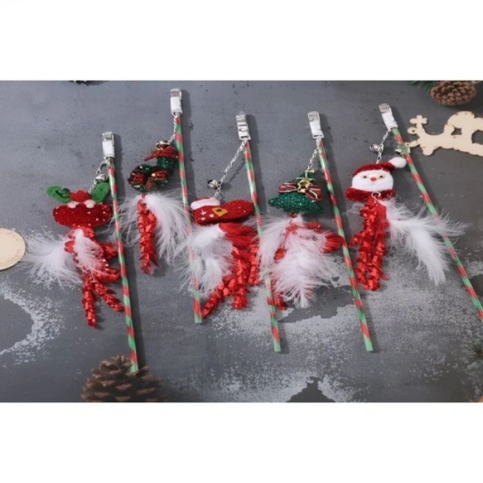 VipMarketim Yılbaşı Temalı Zilli Kedi Oyun Oltası