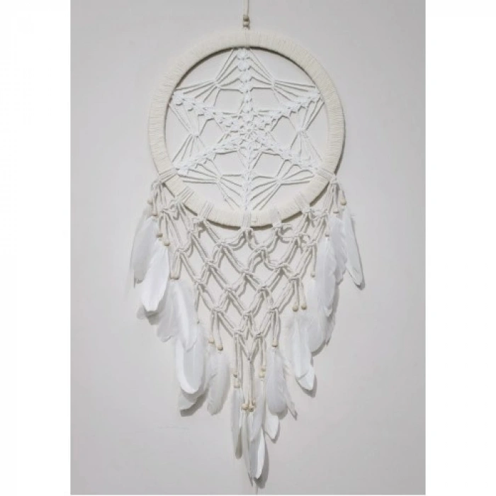 VipMarketim Yıldız Motifli Ekru Renk Büyük Boy Düş Kapanı Duvar Dekoru