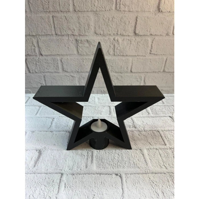 VipMarketim Yıldız Mumluk Siyah Modern Salon ve Raf Dekoru