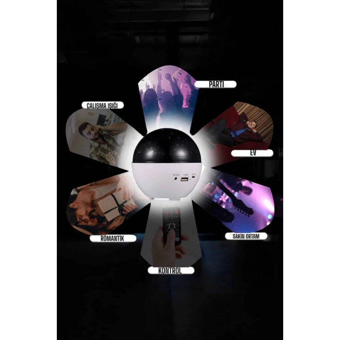 VipMarketim Yıldız Yansıtmalı Projeksiyon Gece Lambası Şarjlı Taşınabilir