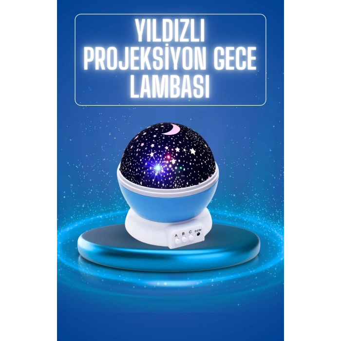 VipMarketim Yıldızlı Gece Lambası Mor Projeksiyon Görünümlü Masa Lambası Renk Değiştirebilen
