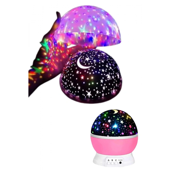 VipMarketim Yıldızlı Gece Lambası Mor Projeksiyon Görünümlü Masa Lambası Renk Değiştirebilen