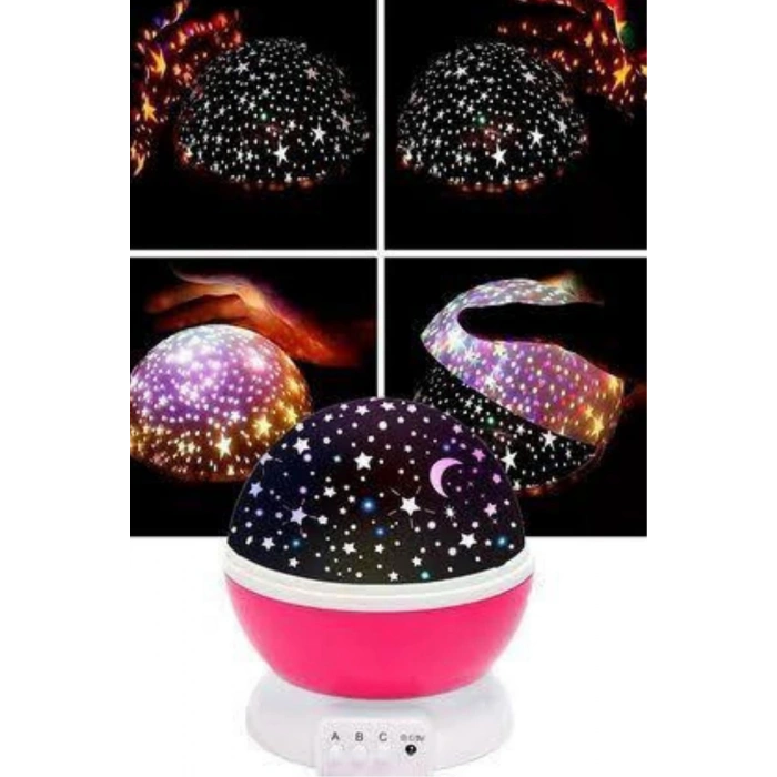 VipMarketim Yıldızlı Gece Lambası Mor Projeksiyon Görünümlü Masa Lambası Renk Değiştirebilen