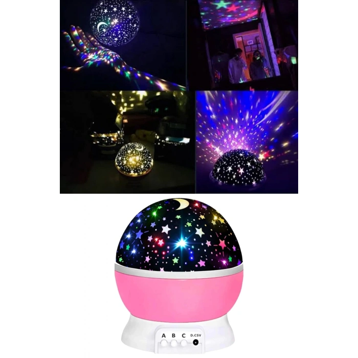 VipMarketim Yıldızlı Gece Lambası Mor Projeksiyon Görünümlü Masa Lambası Renk Değiştirebilen