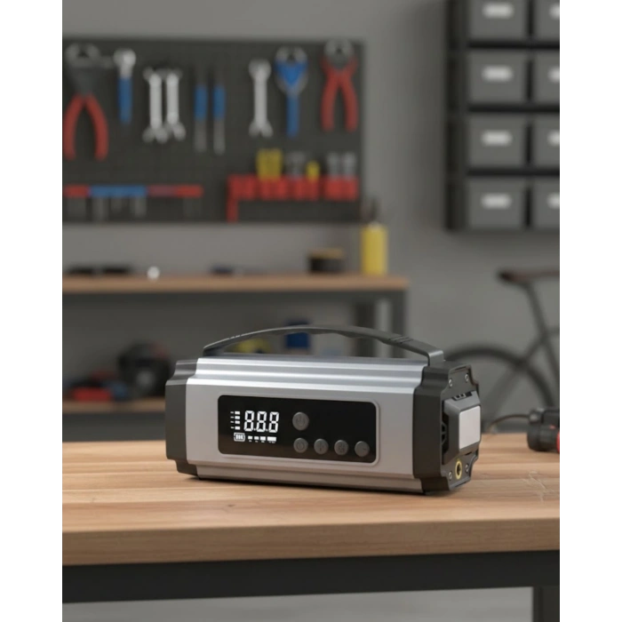 VipMarketim Yolda Kalmaya Son Dijital Ekranlı Akü Takviye ve Hava Kompresörü Çok Fonksiyonlu Acil Güç Ünitesi