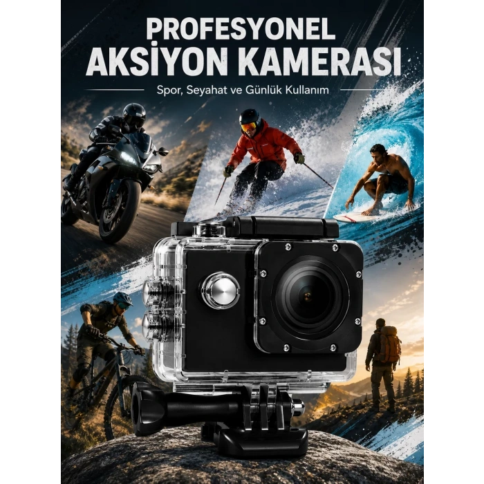 VipMarketim Yüksek Görüntü Kalitesi Sunan 1080P Full HD Aksiyon Kamerası