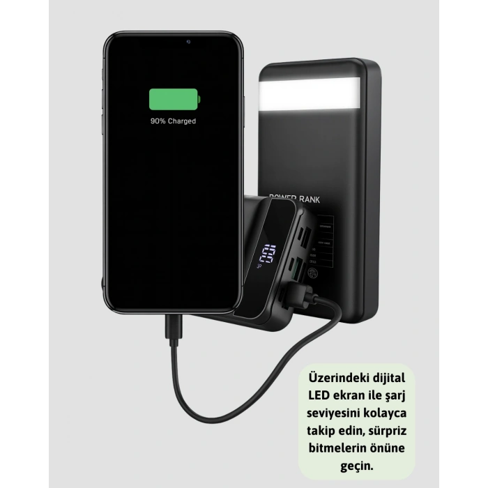 VipMarketim Yüksek Kapasiteli 50.000 mAh Powerbank – Type-C Lightning ve Micro USB Uyumlu Çoklu Cihaz Şarj Özellikli