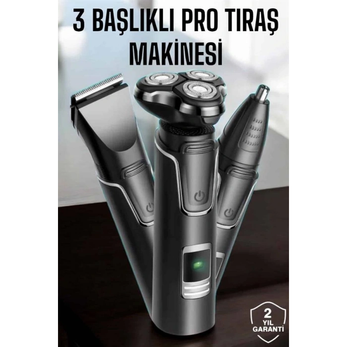 VipMarketim Yüksek Performanslı 3 Başlıklı Profesyonel Tıraş Makinesi