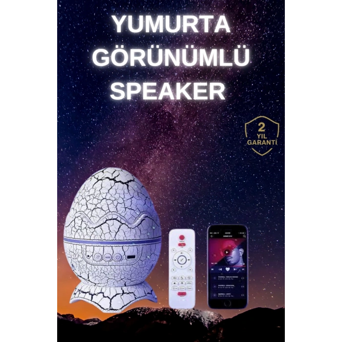 VipMarketim Yumurta Şeklinde Su Dalgalı Bluetooth Speaker Lamba Renkli Şarjlı