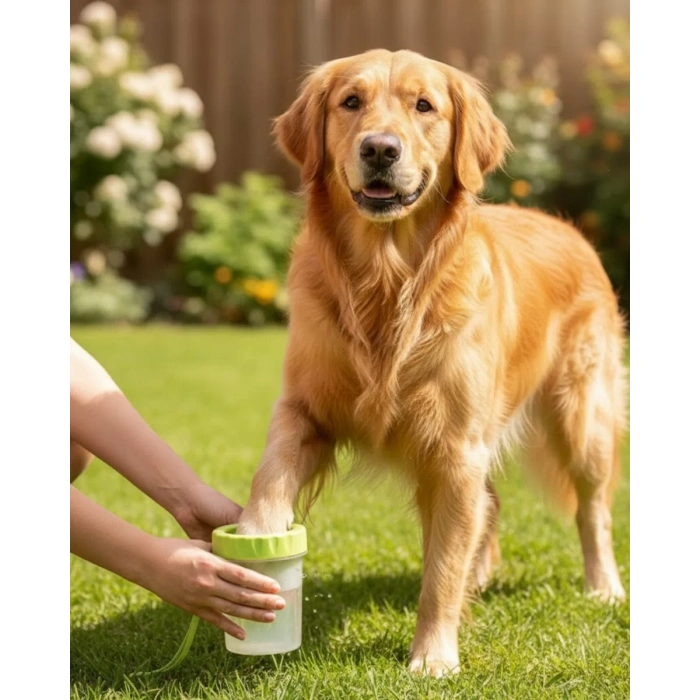 VipMarketim Yuvarlak Başlıklı Köpek Pati Temizleyici Yumuşak Silikon Fırçalı