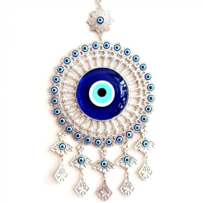 VipMarketim Yuvarlak Nikel Zamak Kaplamalı Nazar Boncuğu Duvar Süsü