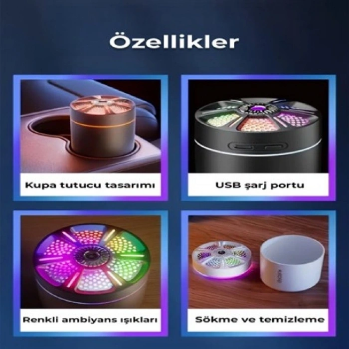 VipMarketim YUVARLAK PETEK TASARIMLI RGB NEMLENDİRİCI