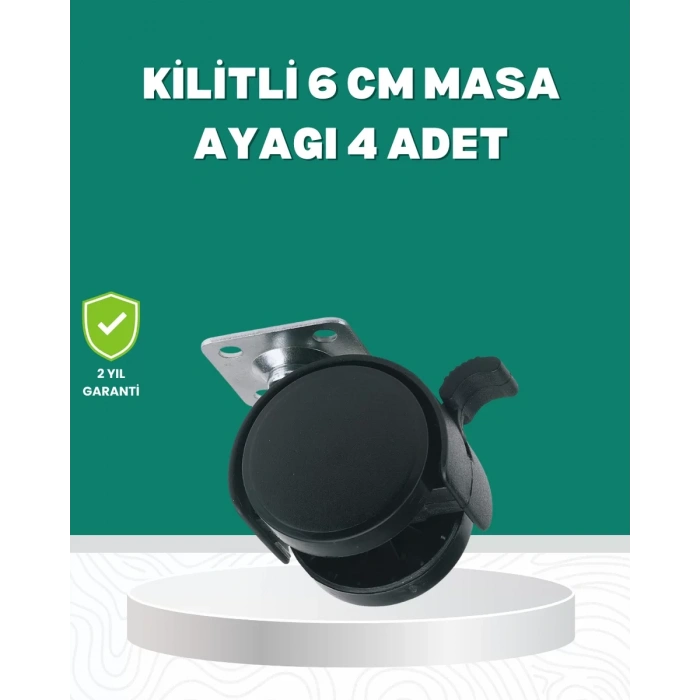 VipMarketim Zemin Korumalı Kilitli Ayak Tekerlek Seti 6 cm