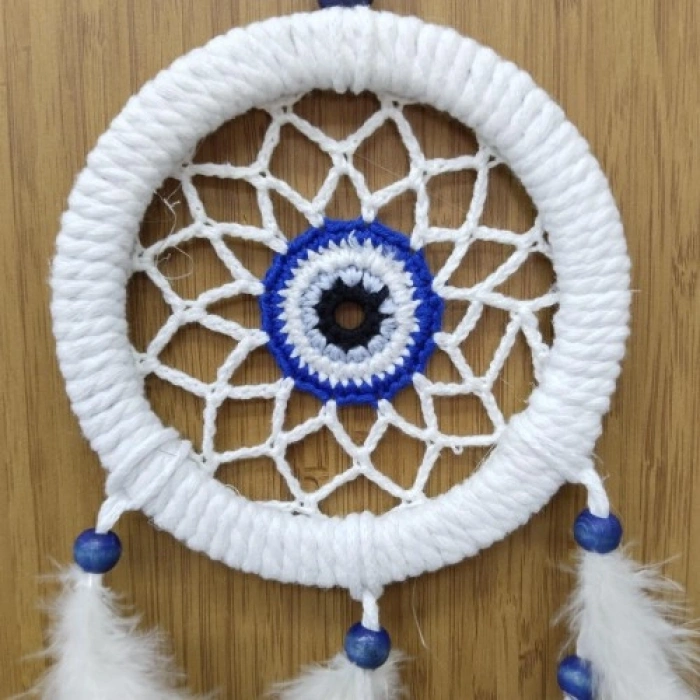 VipMarketim Zincir Örgülü 12 Santimetre Çapında Kuş Tüylü Duvar Süsü