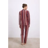 VipMarketim %100 Modal Uzun Kollu Düğmeli Çizgili Pijama Takımı