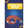 VipMarketim 120W Silikon Metal Uçlu LED Işıklı 3 In1 Şarj Kablosu 1.2m
