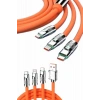 VipMarketim 120W Silikon Metal Uçlu LED Işıklı 3 In1 Şarj Kablosu 1.2m