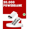 VipMarketim 20.000mAh PD Powerbank LED Işık LCD Ekran Dahili Kablo Çoklu Giriş