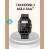 VipMarketim 3 Kordonlu Akıllı Saat Uzun Pil Süreli