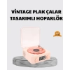 VipMarketim 3-ü-1 Gece Işığı Bluetooth Hoparlör ve Dijital Saat Vintage Plak Çalar Tasarımlı