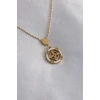 VipMarketim 316L Çelik Gold Renk Çiçek Figür Kadın Kolye 5886
