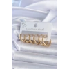 VipMarketim 316L Çelik Gold Renk Halka Model Kadın Küpe Seti 5886