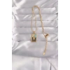 VipMarketim 316L Çelik Gold Renk Karışık Mineli El Figür Tarot Kolye 5886