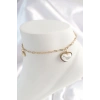 VipMarketim 316L Çelik Gold Renk Zincir Model 3D İnci Kalp Model Kadın HalHal 5886