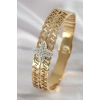 VipMarketim 316L Çelik Gold Renk Zirkon Taşlı Çiçek Model Kadın Kelepçe 5886