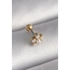 VipMarketim 316L Çelik Gold Renk Zirkon Taşlı Çiçek Model Tragus Piercing 5886