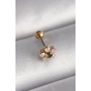 VipMarketim 316L Çelik Gold Renk Zirkon Taşlı Çiçek Tragus Piercing 5886