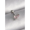 VipMarketim 316L Çelik Gümüş Renk Pembe Zirkon Taşlı Kelebek Tragus Piercing 5886