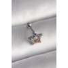 VipMarketim 316L Çelik Gümüş Renk Renkli Zirkon Taşlı Yıldız Model Tragus Piercing 5886