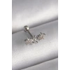 VipMarketim 316L Çelik Gümüş Renk Zirkon Taşlı Çiçek Tragus Piercing 5886