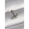 VipMarketim 316L Çelik Gümüş Renk Zirkon Taşlı Tragus Piercing 5886
