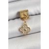 VipMarketim 316L Çelik Sallantılı Zirkon Taşlı Yonca Model Gold Renk Nomination Charm 5886