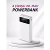 VipMarketim 4 Çıkışlı 20.000 MAH Powerbank Taşınabilir Çoklu Giriş
