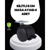 VipMarketim 6 cm Kilitli Tekerlek Ayak 4 Adet Sehpa ve Ekipman Uyumlu