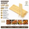 VipMarketim 60 Adet Ahşap Geniş Çöp Şiş - Adana Kebap Şişi - 25 cm