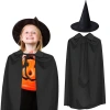 VipMarketim 90 cm Siyah Yakalı Pelerin ve Siyah Cadı Şapkası Kostüm Seti
